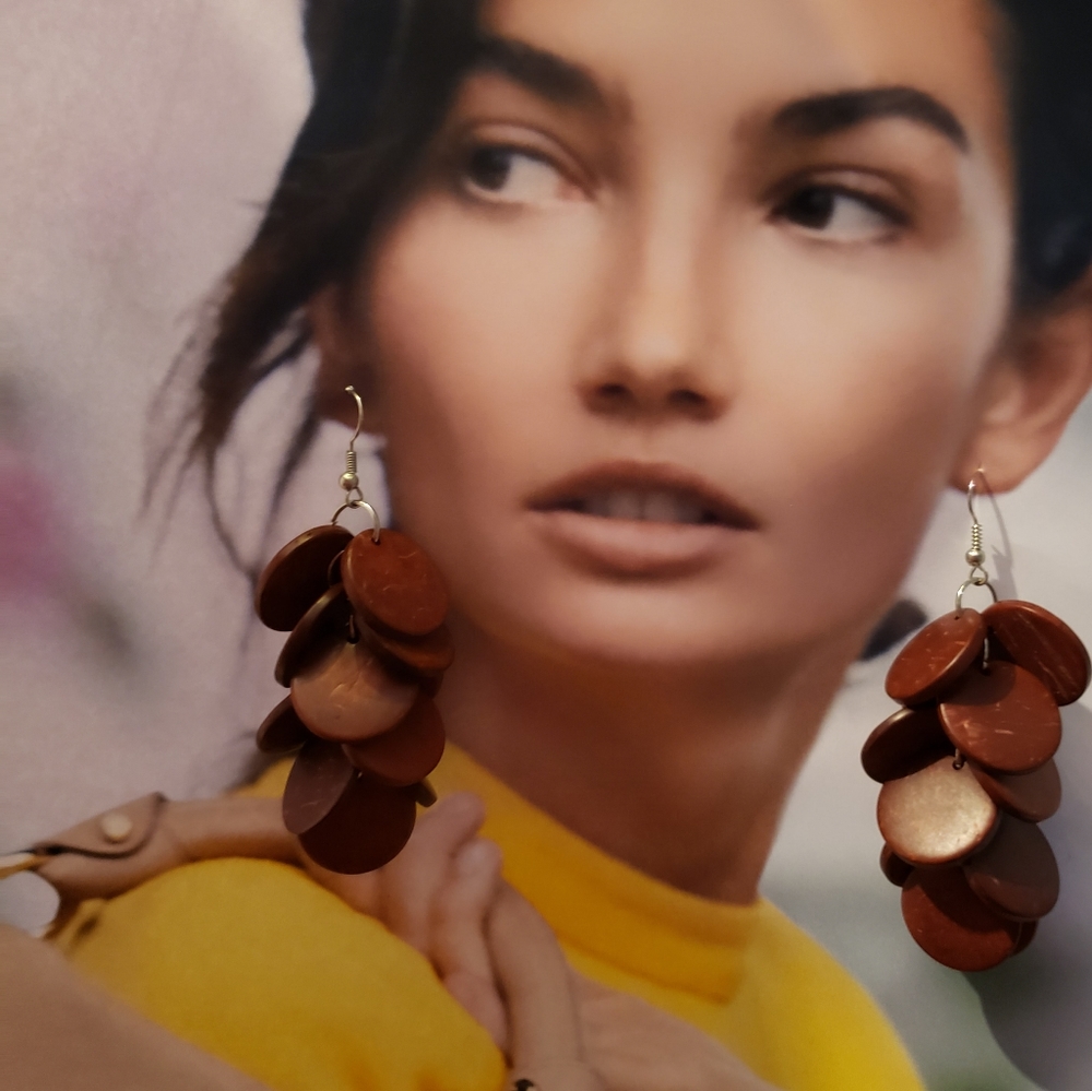 Gorgeous Boho chic Wooden long Earrings.